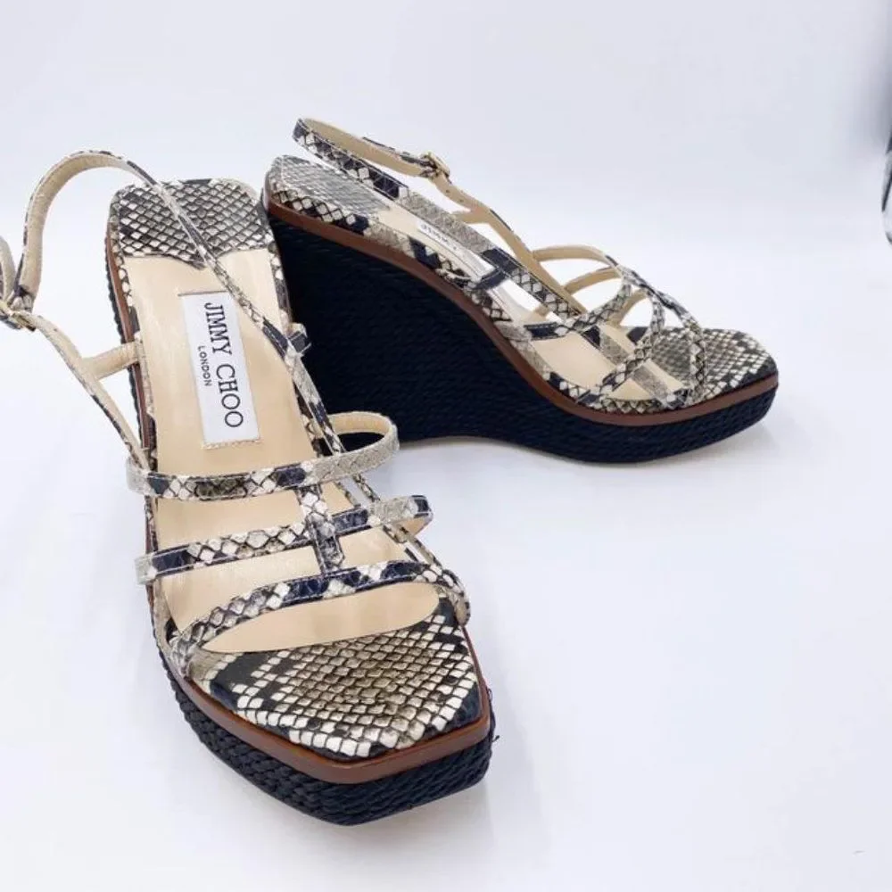 Jimmy Choo Black Ariela Snake Printed Platform - Picture 5 of 12